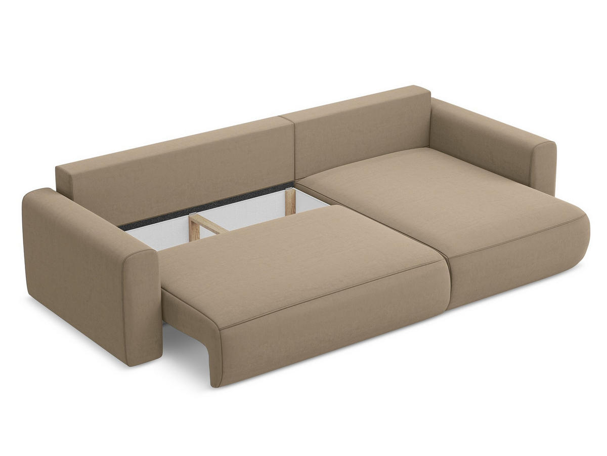 ECKSOFA mit Schlaffunktion Samt Stoff Rot - Bordeaux/Rot, Kunststoff/Textil (258/160cm) - Makamii