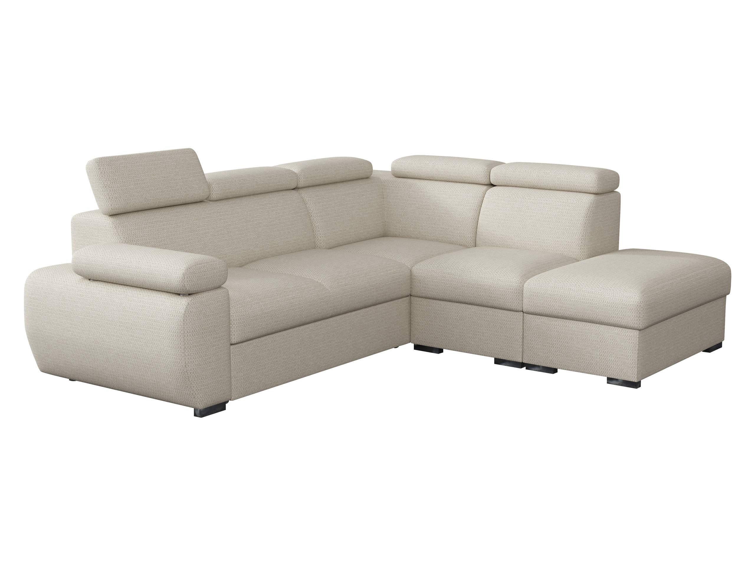 ECKSOFA Boston 2RR1P, Seite: Rechts 2R+R+1P(65)+PUFAP - Silberfarben/Creme, Holz/Textil (260/230cm) - MIRJAN24