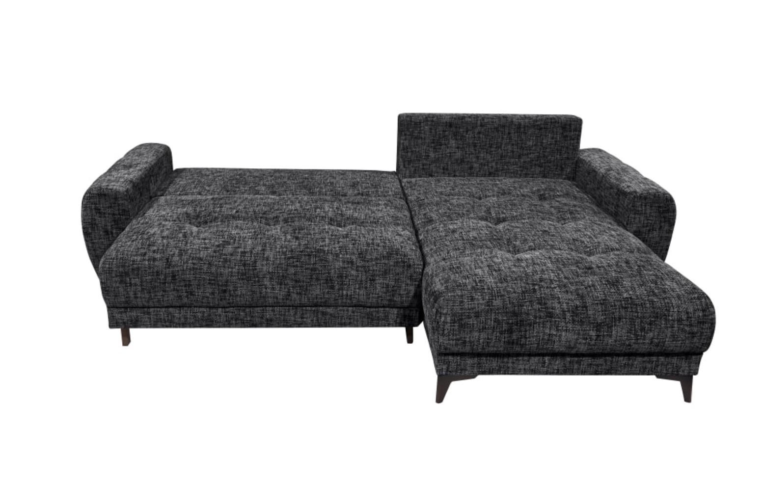 ECKSOFA beidseitig montierbar, Schlaffunktion mit Bettkasten - Anthrazit/Schwarz, Textil/Metall (281/189cm) - ed exciting design