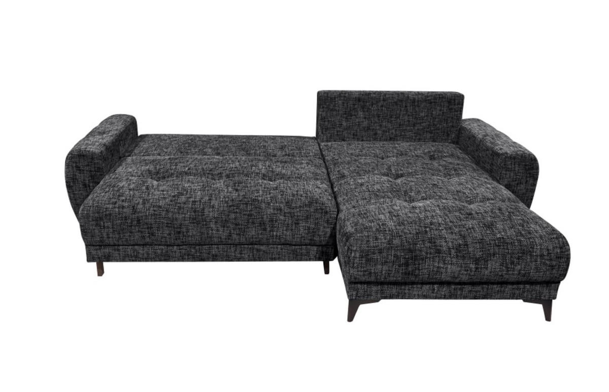 ECKSOFA beidseitig montierbar, Schlaffunktion mit Bettkasten - Anthrazit/Schwarz, Textil/Metall (281/189cm) - ed exciting design