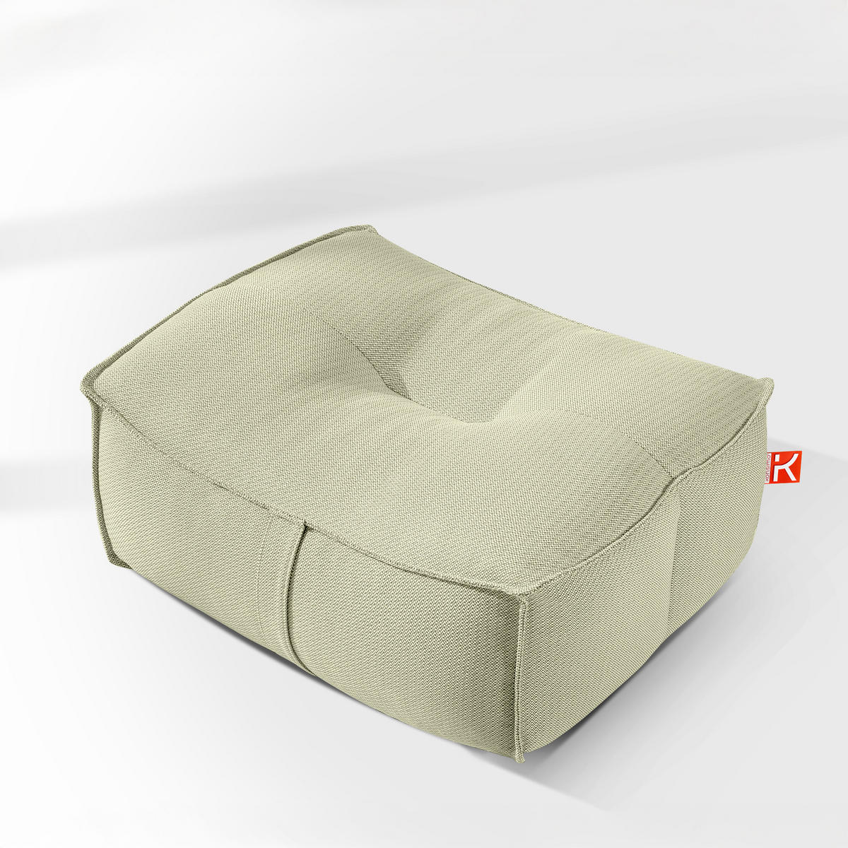 GARTENLOUNGE-HOCKER LOVIA Outdoof Pouf, Hellgrün/Weiß - Hellgrün, Textil (90/41/75cm) - KONSIMO®