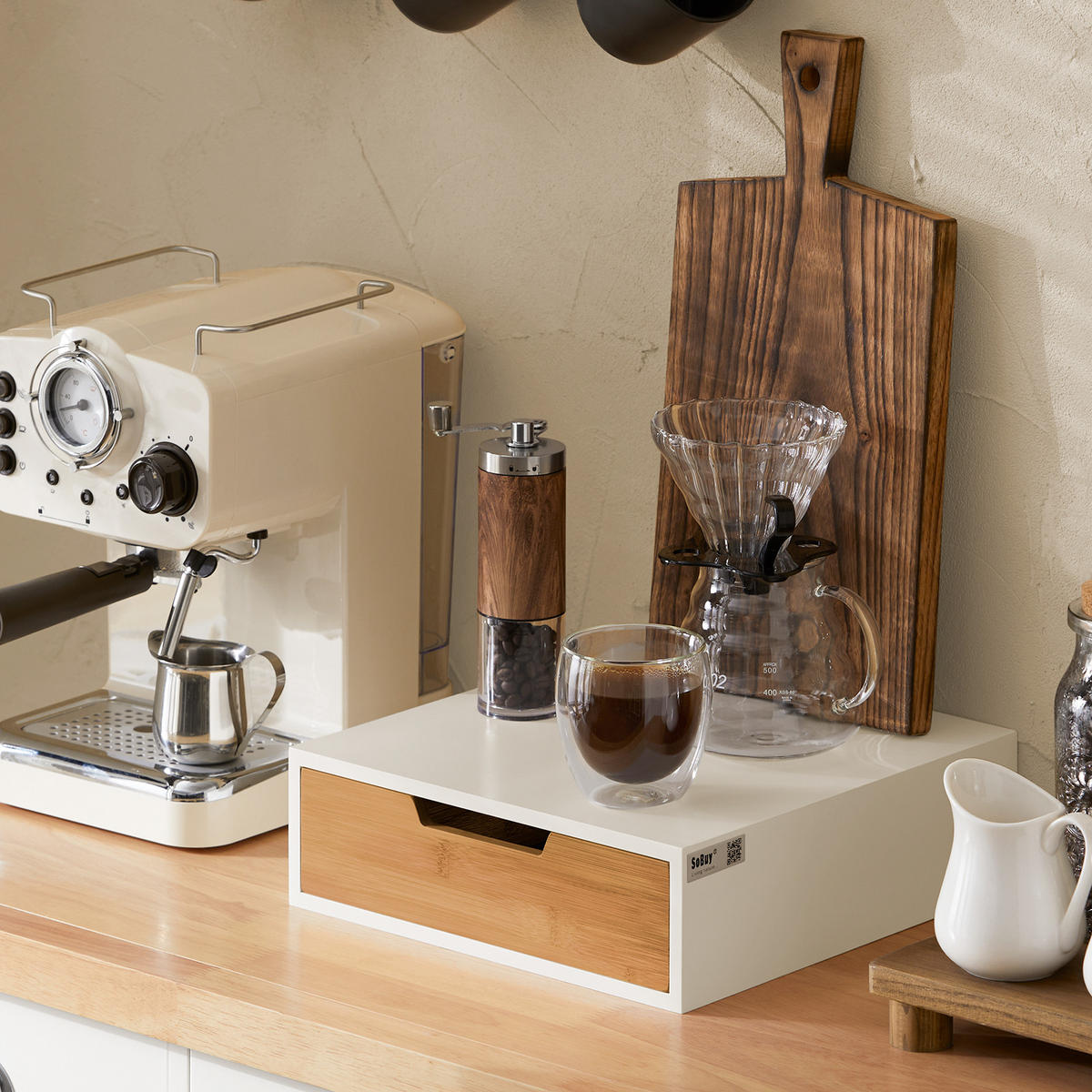 KAFFEE-KAPSELSTÄNDER Weiß-Natur - Naturfarben, Holzwerkstoff (30/9/31cm) - SoBuy