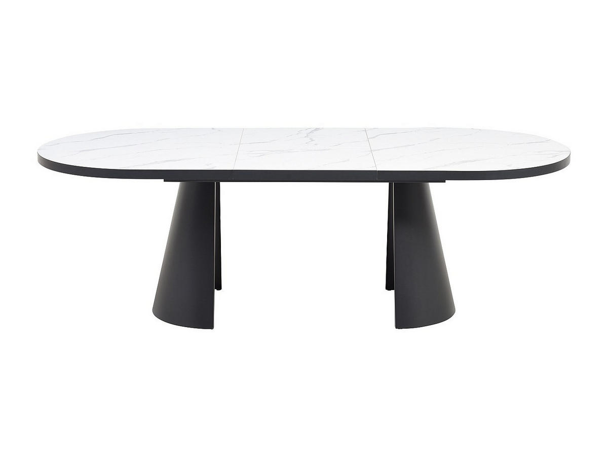 ESSTISCH ausziehbar - 6 bis 10 Personen - MDF & Metall - Marmor-Optik Weiß & Schwarz - KORIZEA - Schwarz/Weiß, Holz (240/100/76cm) - Vente-Unique