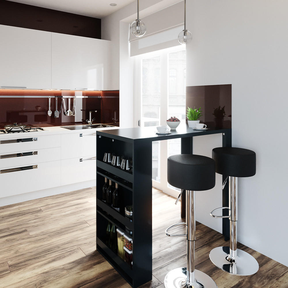 BARTISCH-SET Anthrazit 57 x 117 cm mit 2 Barhockern - Anthrazit, Holzwerkstoff (57/106/117cm) - Vicco