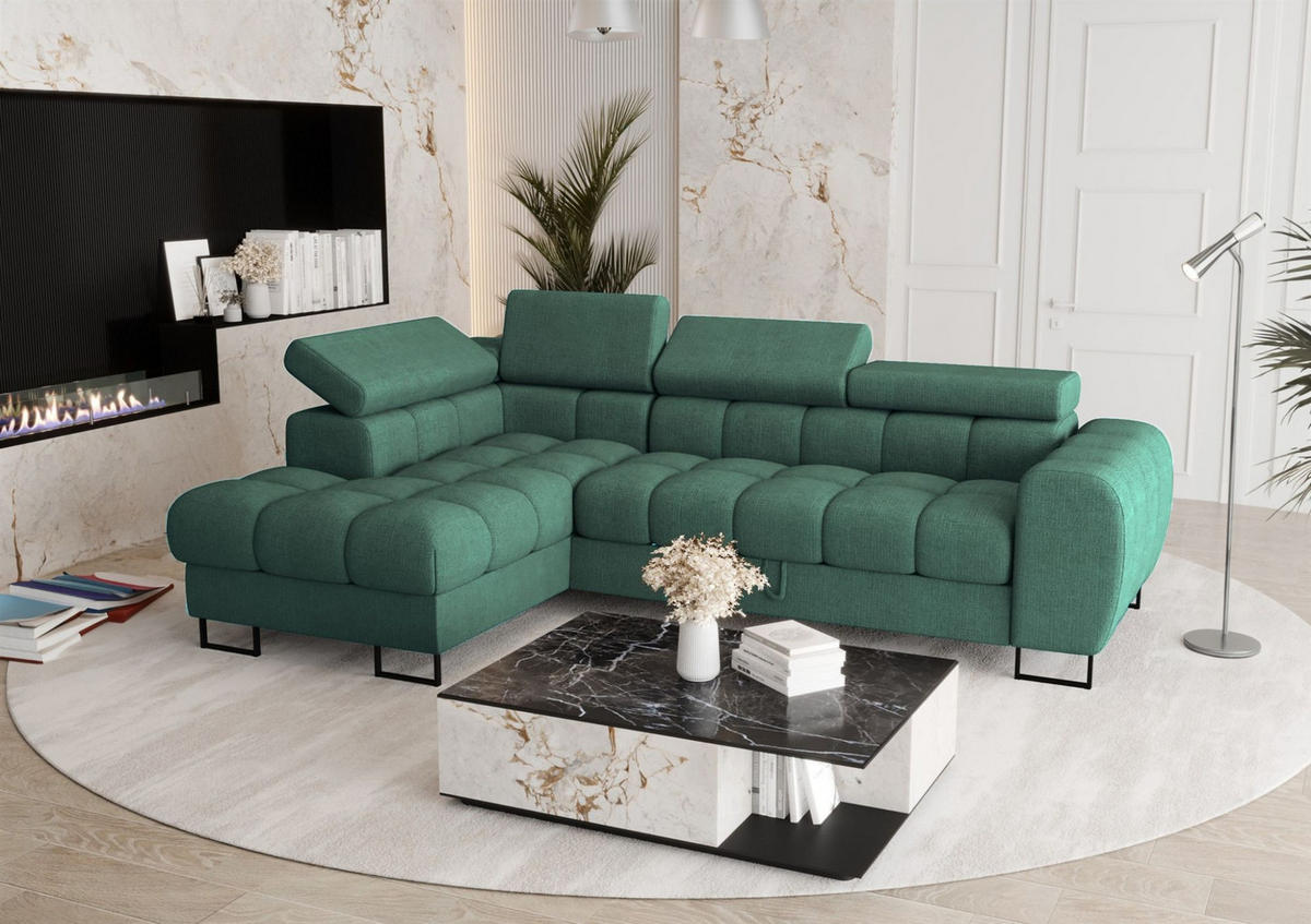 ECKSOFA Bastien Mit Schlaffunktion - Grün, Holzwerkstoff/Textil (170/260cm) - Fun Möbel