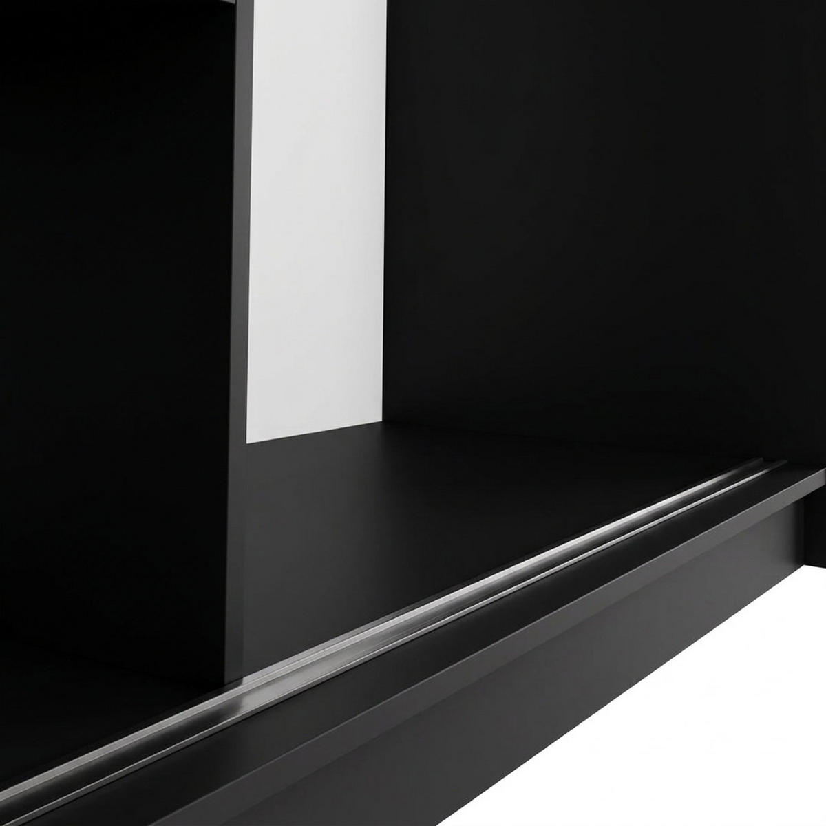 SCHWEBETÜRENSCHRANK Debra 200/216/61 schwarz mit Spiegel - Schwarz, Holzwerkstoff (200/216/61cm) - Beautysofa