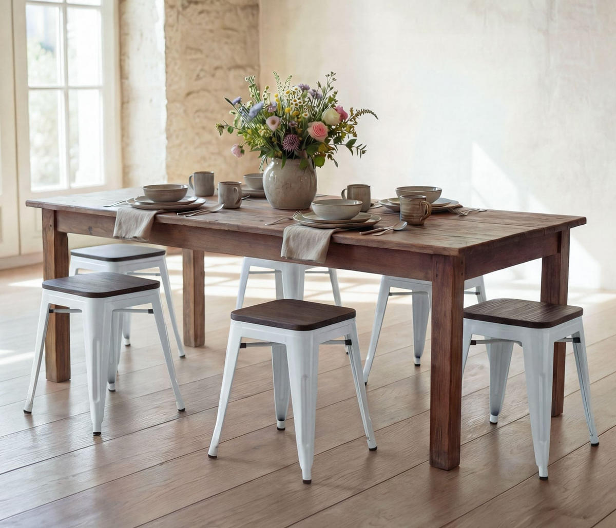 HOCKER HOLZ-SITZFLÄCHE Weiß - Weiß, Holz (39/45/39cm) - MCW