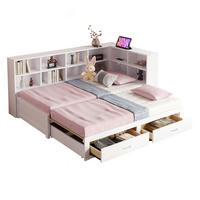 MULTIFUNKTIONSBETT 90/190 cm weiß aus Holz mit Ausziehbett Stauraum Steckdose - Weiß, Holzwerkstoff (90/190cm) - OKWISH