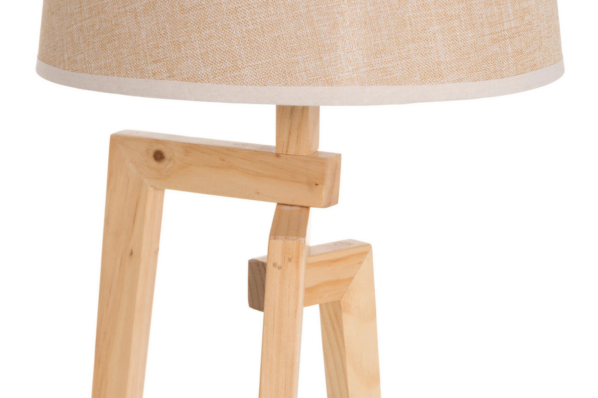 TISCHLAMPE Leinen 66 cm - Beige, Holz (30/30/66cm)
