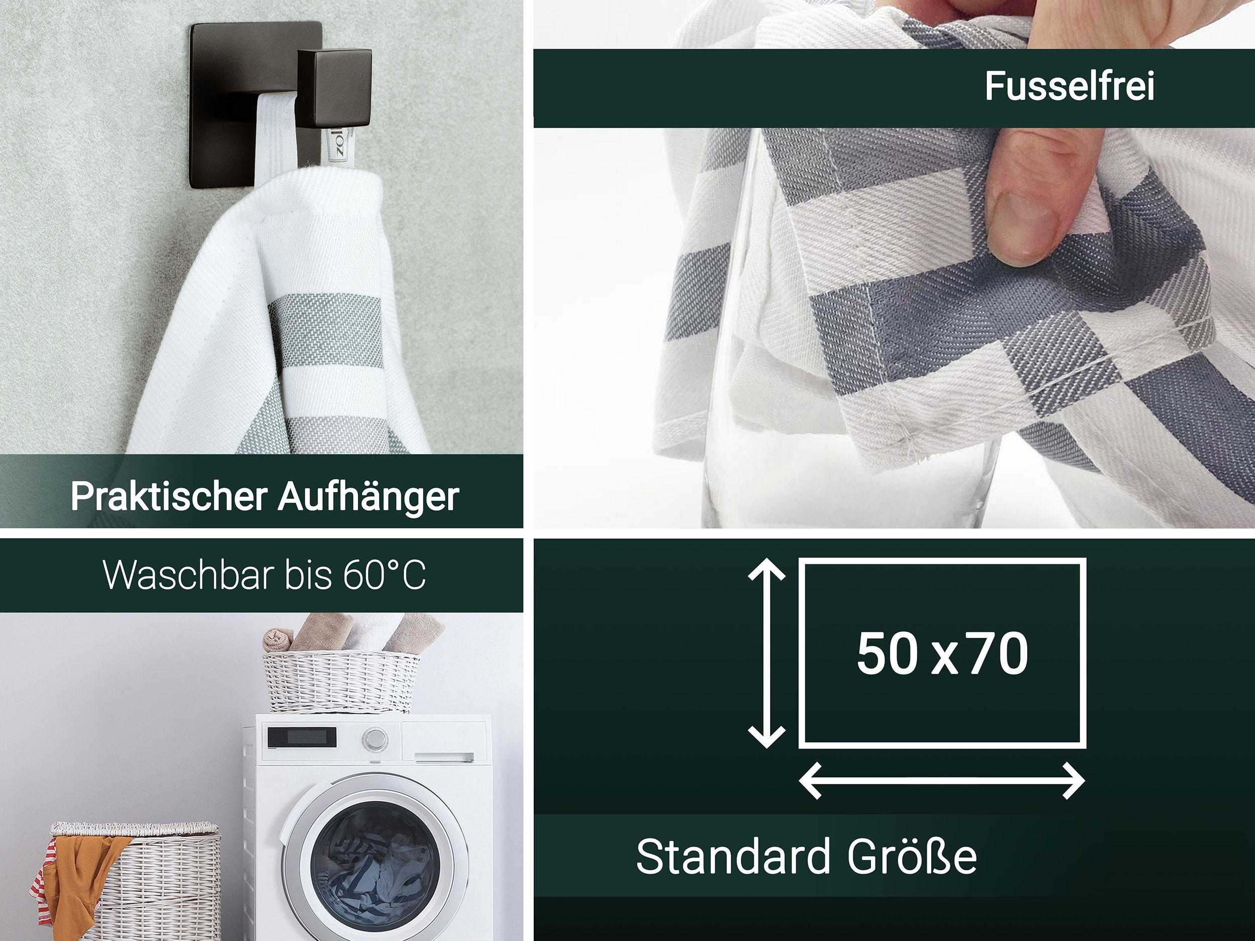 GESCHIRRTÜCHER, 4er-Set, 50x70 cm, 100% Baumwolle, Weiß - Weiß, Textil (50/70cm) - Zollner