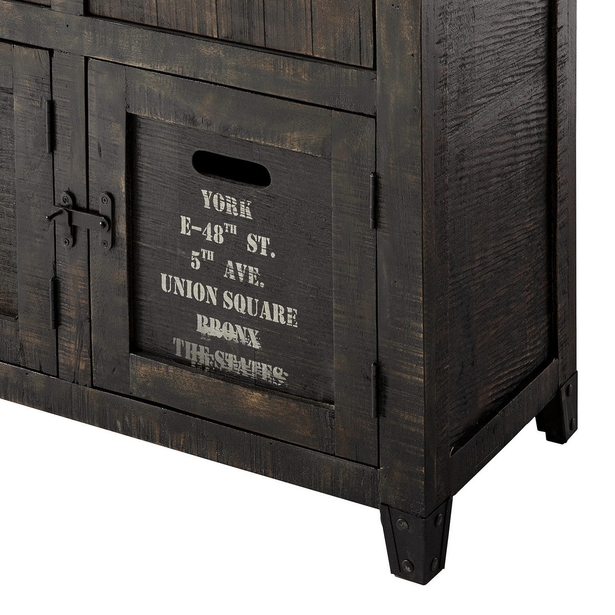 SIDEBOARD - Mango massiv - Schwarz/Naturfarben, Holz (148/85/42cm) - home24