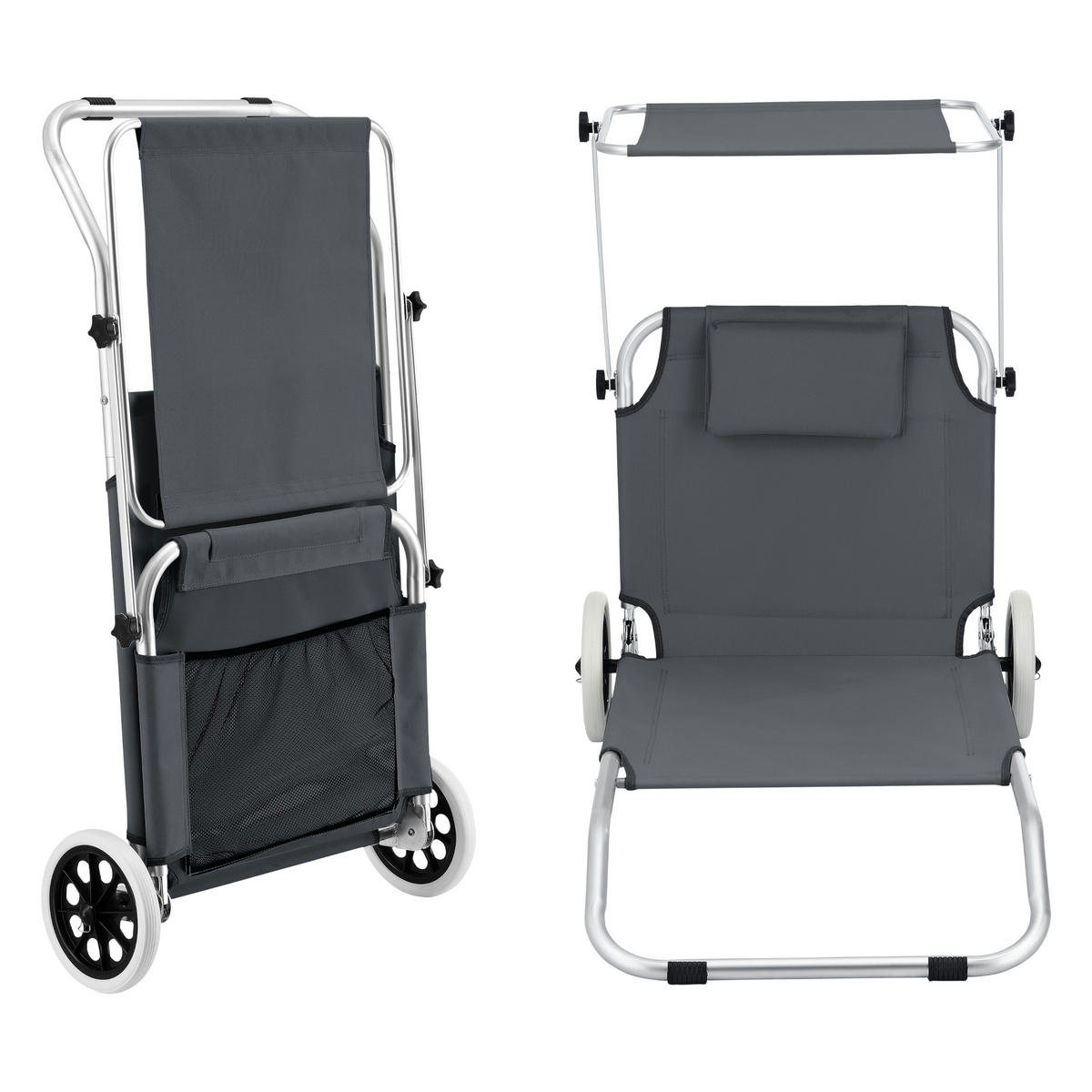 SONNENLIEGE Lazkano - Dunkelgrau, Metall (150/60/52.5cm) - [en.casa]