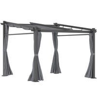 PERGOLA 297/295/195-230 cm s posuvnou stříškou a stabilní ocelovou konstrukcí, Tmavě šedá - tmavě šedá, kov (295/230/297cm) - Redom