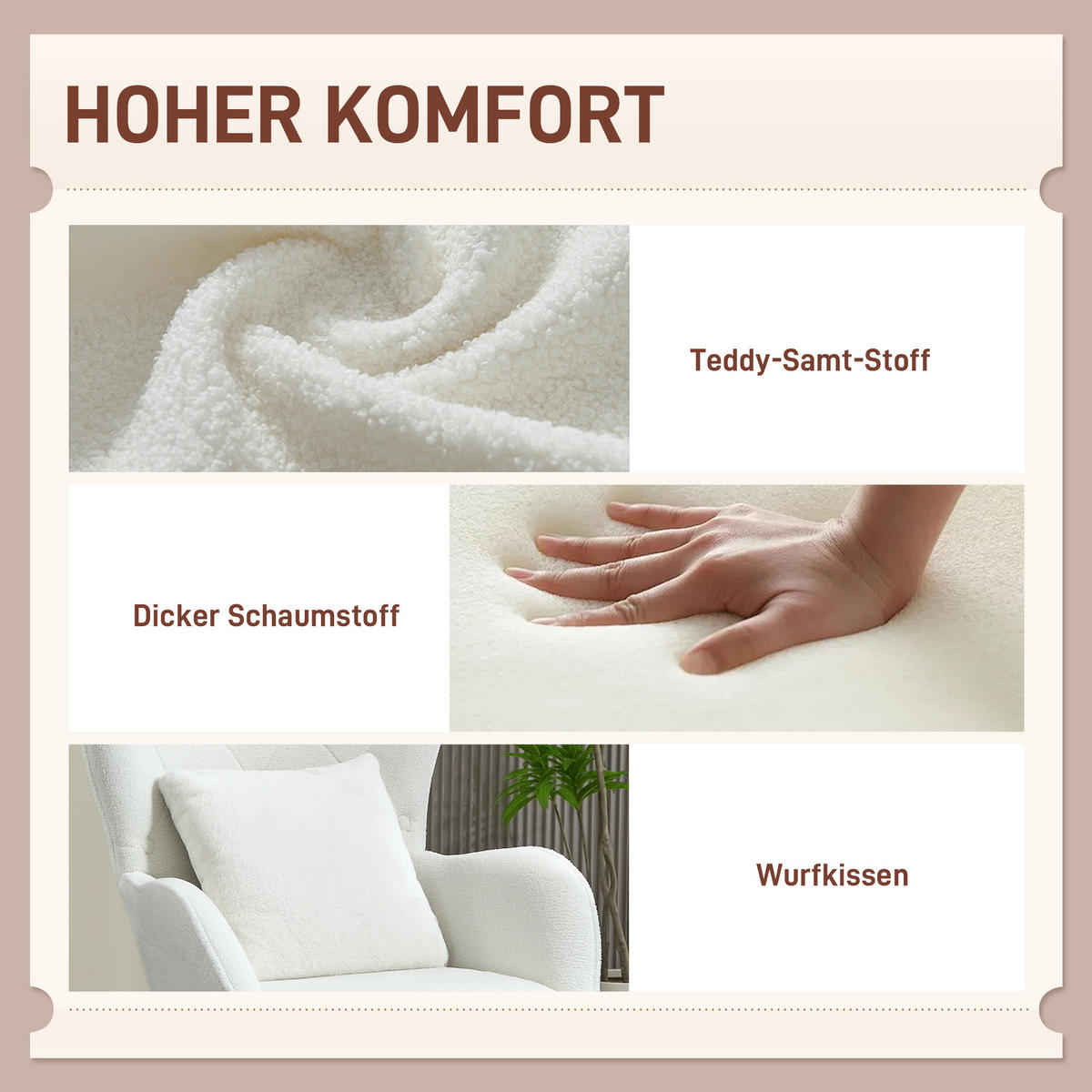 SESSEL mit Lendenkissen, Weiß - Weiß, Textil (88/106/75cm) - HOMCOM