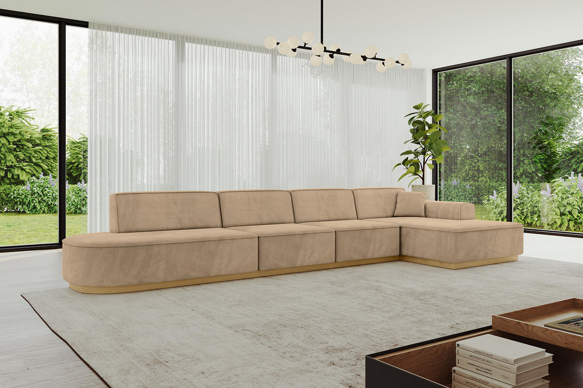 ECKSOFA Ottomane Rechts IREA-L3-v2 - 413x171x83 cm Beige - Beige, Holzwerkstoff/Textil (171/413cm) - ALTDECOR