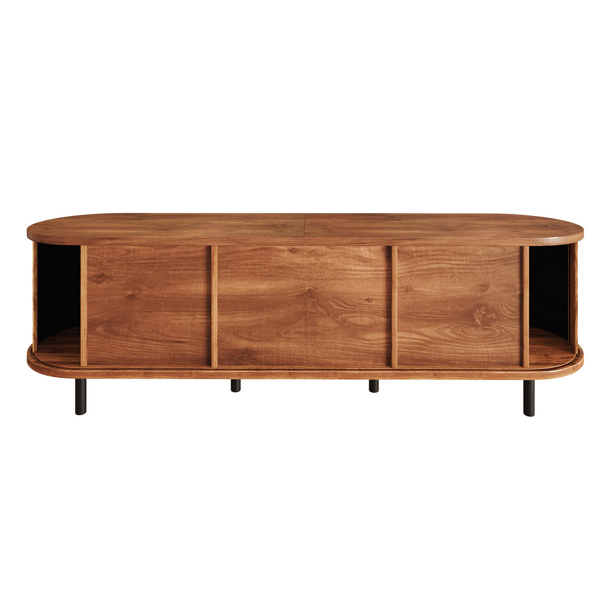 TV-SCHRANK 160/40/55 cm Walnussholzfarbe mit 2 Schublade und Schiebetüren - Nussbaumfarben/Schwarz, Holz/Holzwerkstoff (160/55/40cm) - Oxeza