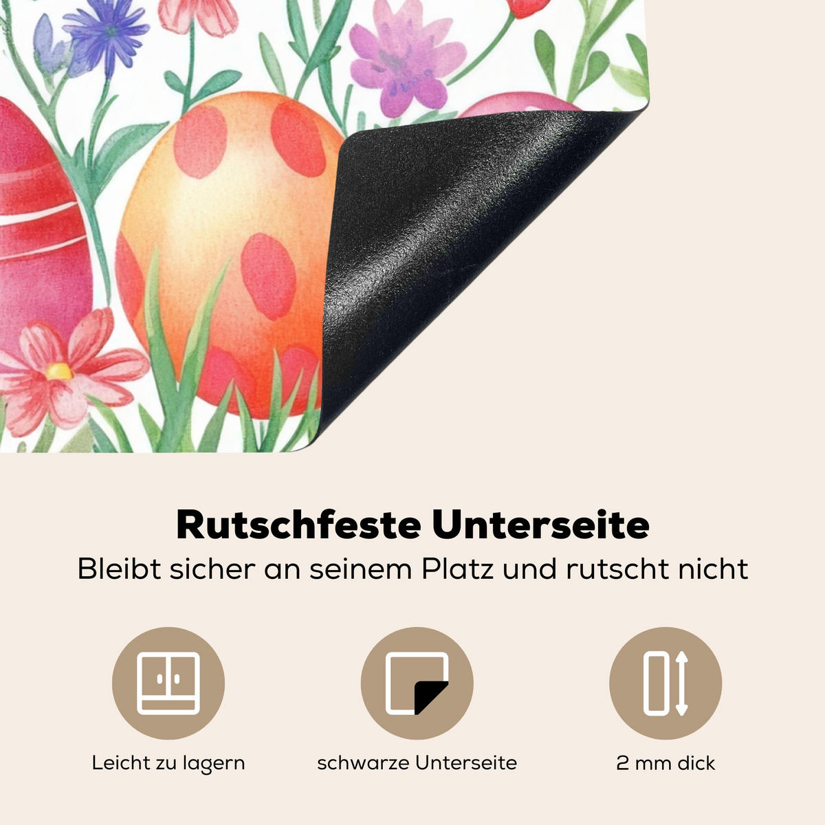 HERDABDECKPLATTE Blumengarten - Bunt - Eier Induktionsschutz 81.6x52.7 cm - Weiß, Kunststoff (81.6/52.7/0.2cm) - MuchoWow