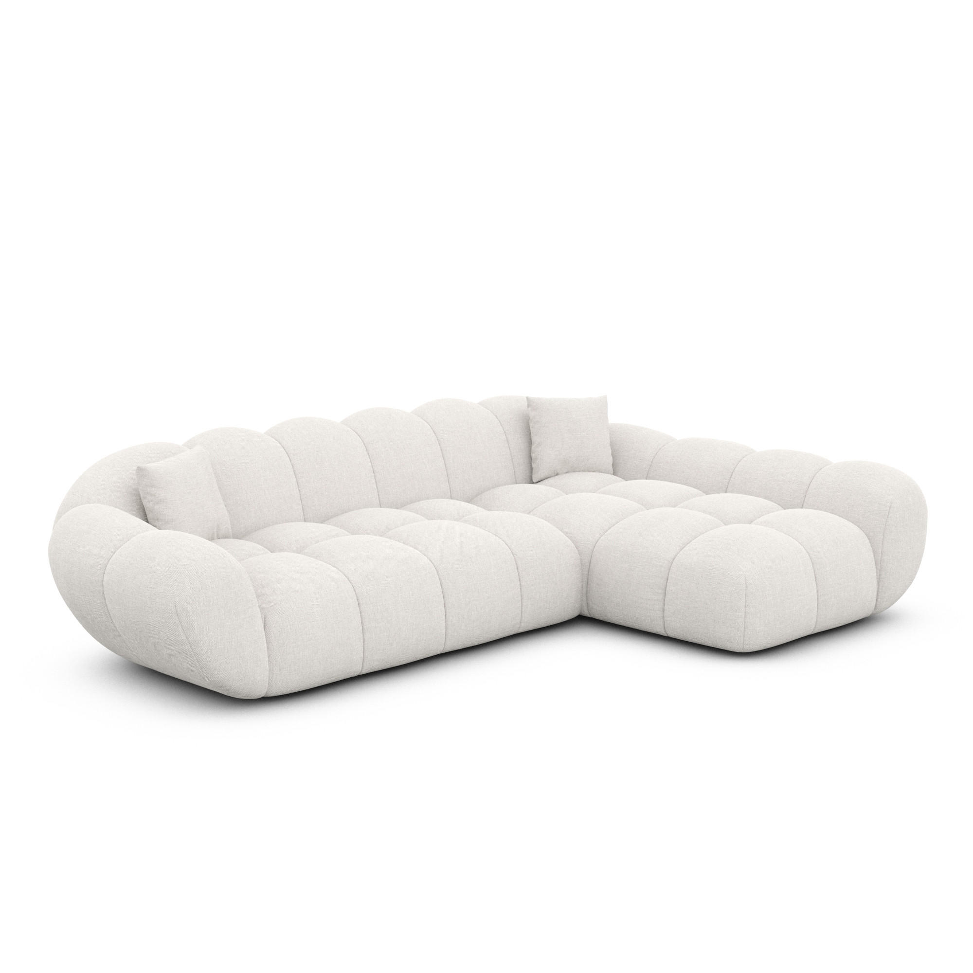 ECKSOFA Liva Weiß Strukturstoff L-Form Rechts - Weiß, Textil (160/265cm) - VAROYAL