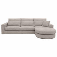 ECKSOFA Pablo ohne Schlaffunktion, mit abgerundeter Ottomane, rechts, Cappuccino, Velourstoff - Cappuccino, Textil (319/196cm) - Beautysofa