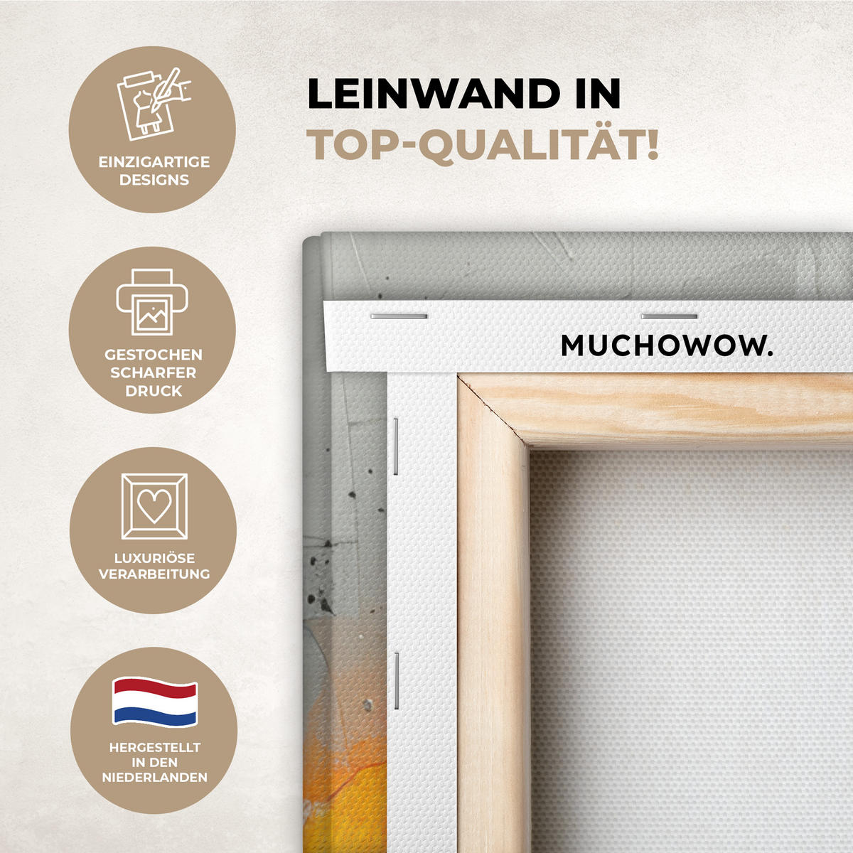 LEINWANDBILD Moderne Kunst - Orange - Grau - Abstrakt 40x60 cm - Hellgrau, Textil (40/60cm) - MuchoWow