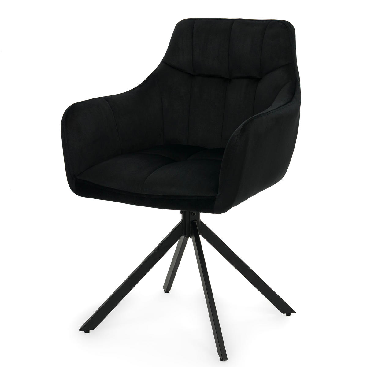 STUHL FANO X drehbar gepolsterter mit Steppung - schwarz - Velour - Schwarz, Textil/Metall (58/83/59cm) - NEW HOME