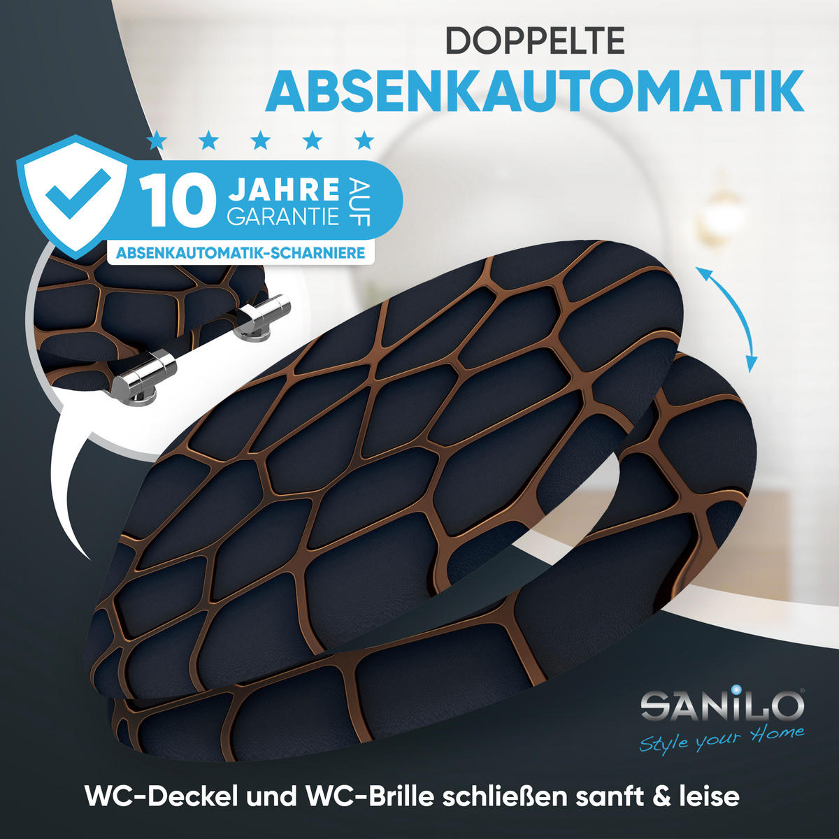 WC Sitz mit Absenkautomatik Mesh - Schwarz, Holzwerkstoff (38/6/47cm) - Sanilo