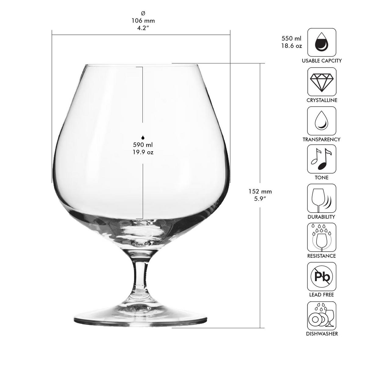 COGNACGLÄSER, 6er-Set, 590 ml - Transparent, Glas (0.59L) - Krosno Glass