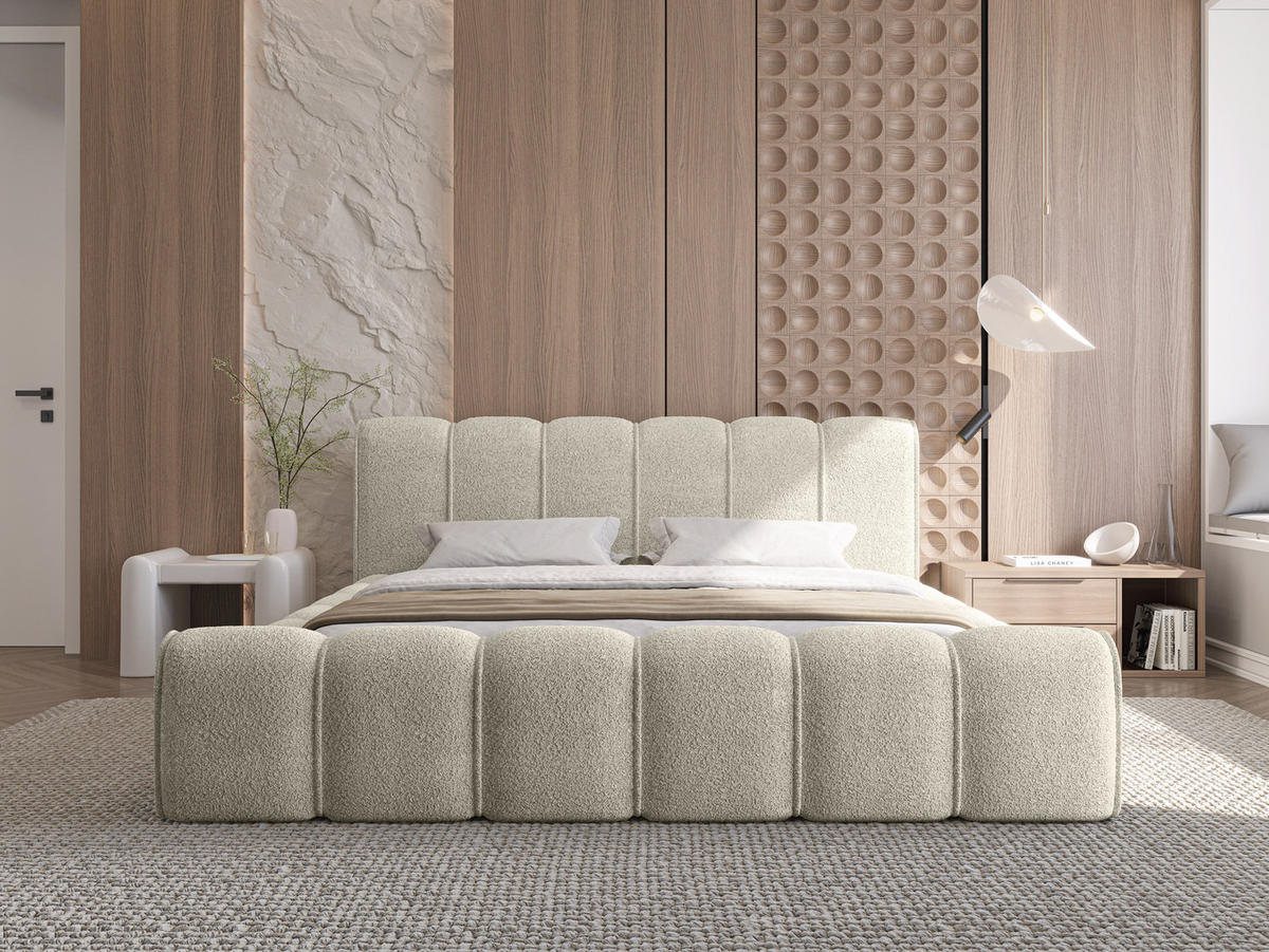 POLSTERBETT Adell Beige 180/200 cm Boucle mit Bettkasten - Beige, Textil/Metall (180/200cm) - wonello