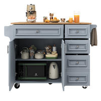 KÜCHENINSEL 110/45-75/92 cm Babyblau mit klappbarer Tischplatte - Blau, Holzwerkstoff (110/92/75cm) - OKWISH