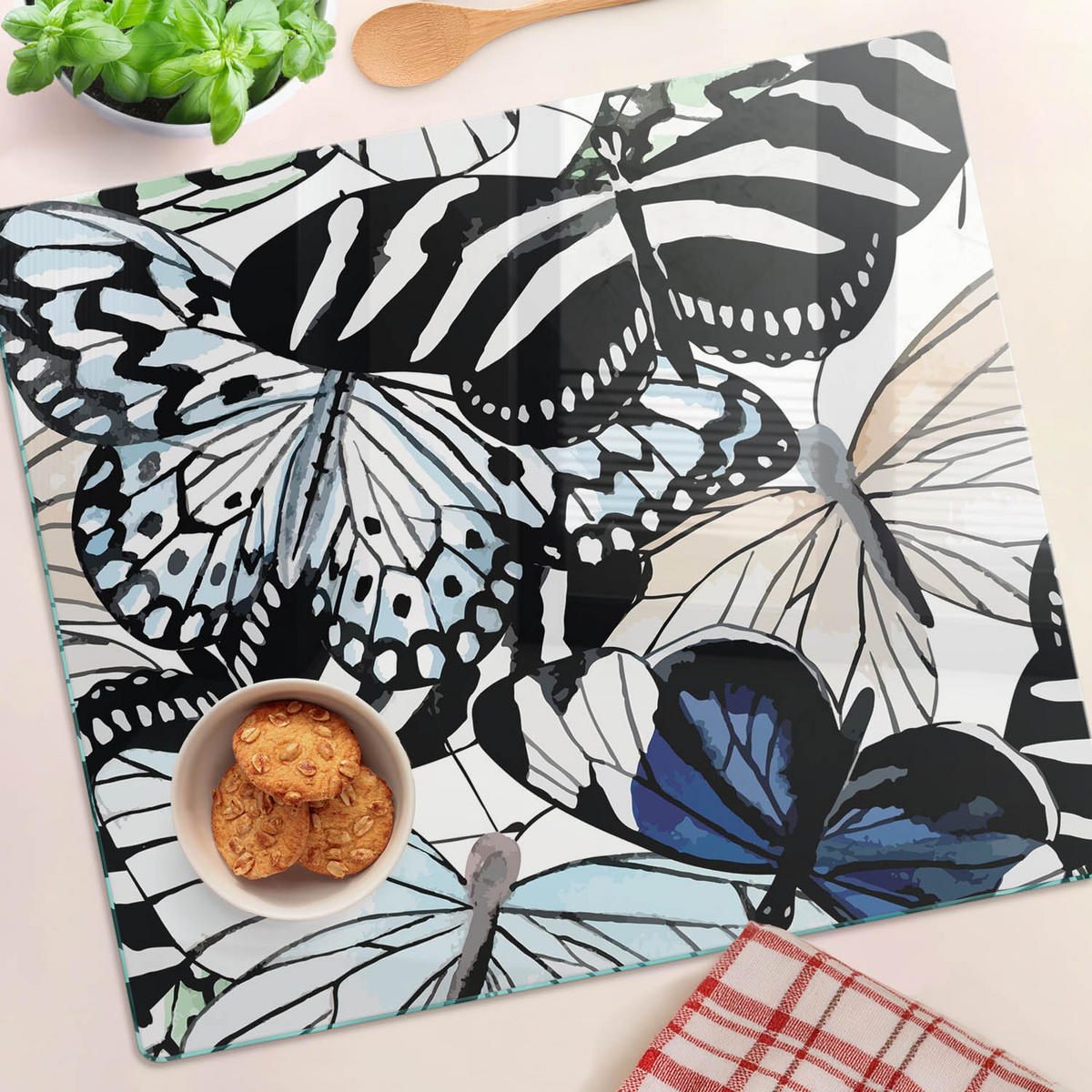 GLASPLATTE 60x52 cm Schmetterlingsblume - Braun, Glas (60/0.4/52cm) - TULUP