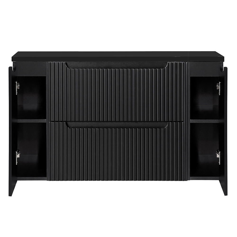 WASCHBECKENSCHRANK Newport-56 - Schwarz, Holzwerkstoff (120/60/40cm) - Lomado