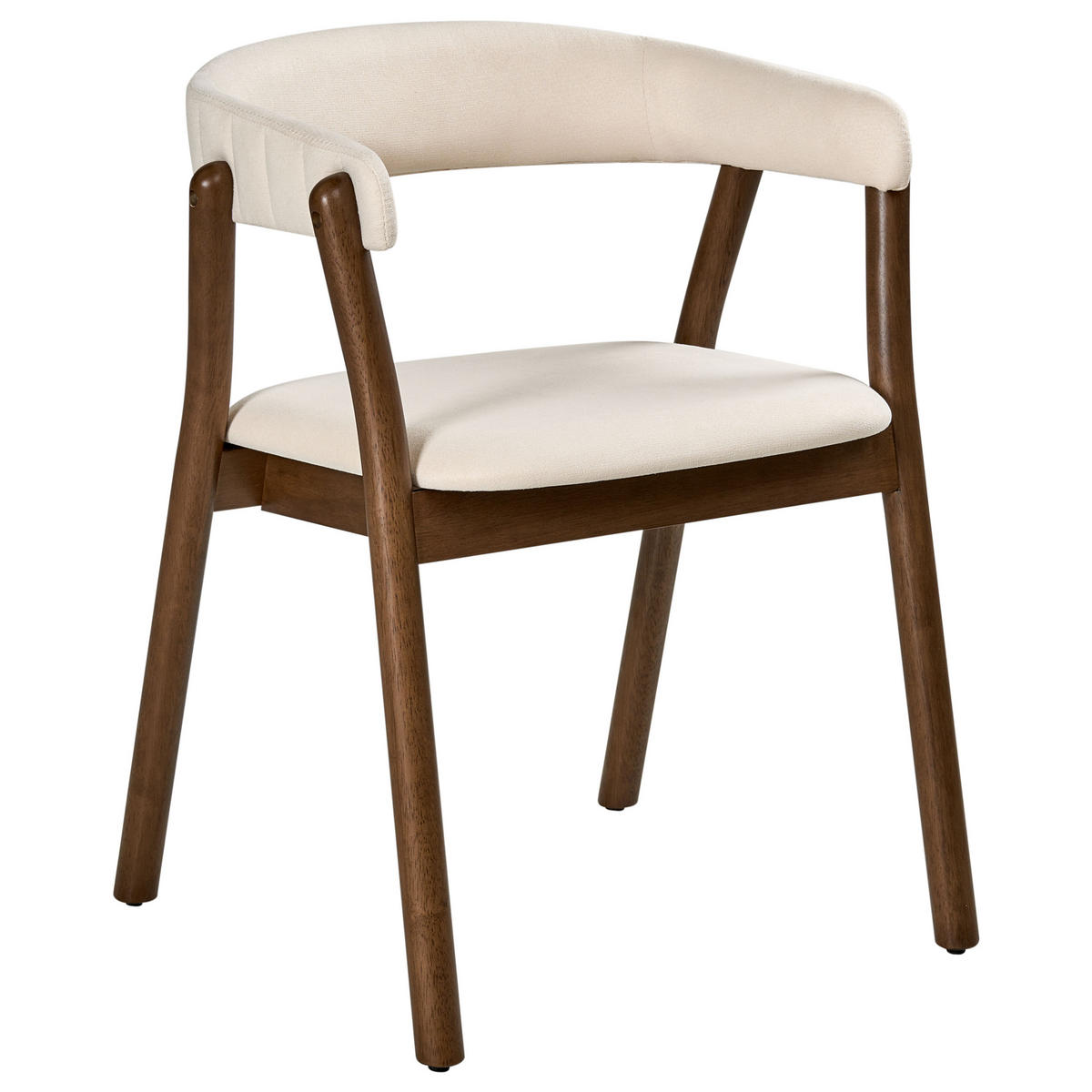 ESSZIMMERSTUHL 2er Set Stoff Cremeweiß/Dunkelbraun Mylo - Dunkelbraun/Weiß, Holz/Textil (58/77/56cm) - Beliani