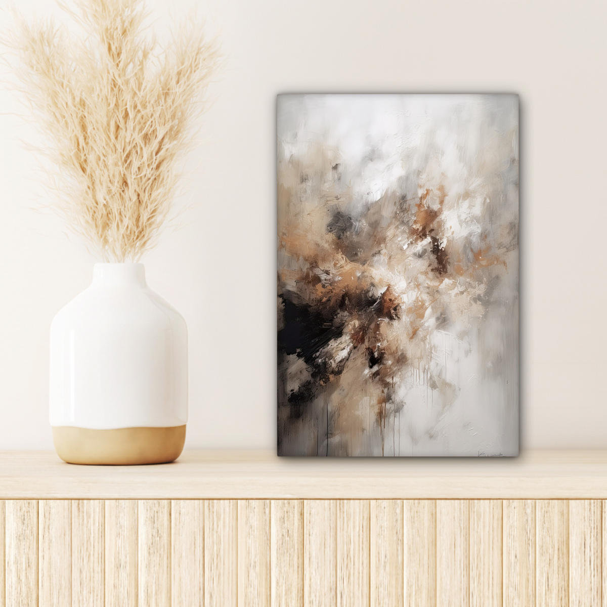 LEINWANDBILD - Farbe - Abstrakt - Beige - Kunst - 20x30 - Bilder - Greige, Textil (20/30cm) - MuchoWow