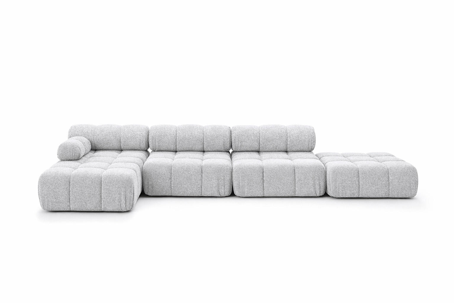 ECKSOFA L-Form XL, Stoff Bouclé Abriamo, Hellgrau, Links, Selia L XL - Hellgrau, Holz (380/160cm) - Kaiser Möbel