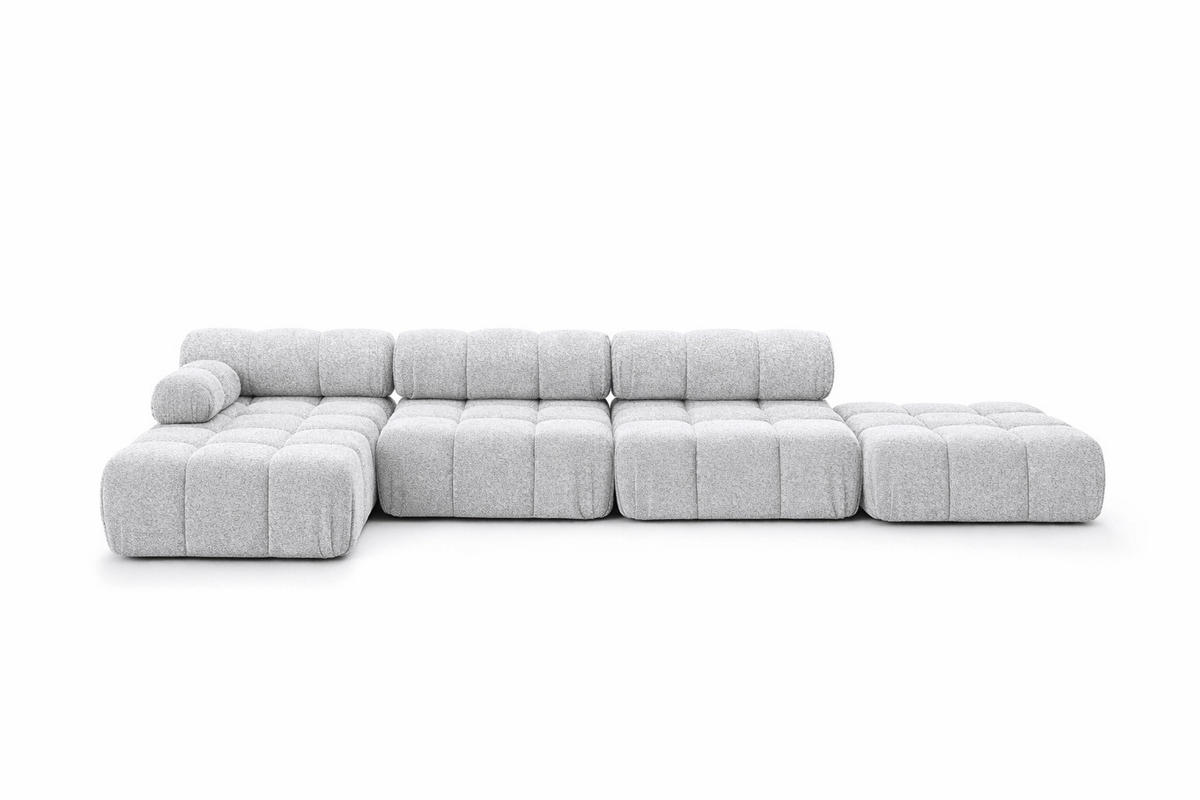 ECKSOFA L-Form XL, Stoff Bouclé Abriamo, Hellgrau, Links, Selia L XL - Hellgrau, Holz (380/160cm) - Kaiser Möbel