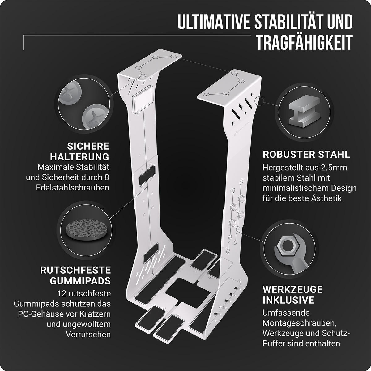 PC-HALTERUNG Schreibtisch - Weiß - Weiß, Metall (30/30/59cm) - Ultimate Setup
