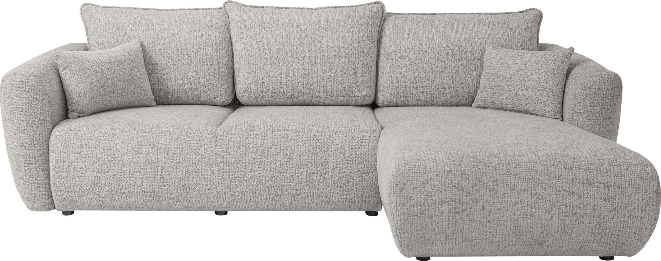 ECKSOFA Fabio mit Bettkasten, Strukturiert Grau 255/165/91 cm - Schwarz/Grau, Textil (165/255cm) - WFL GROUP