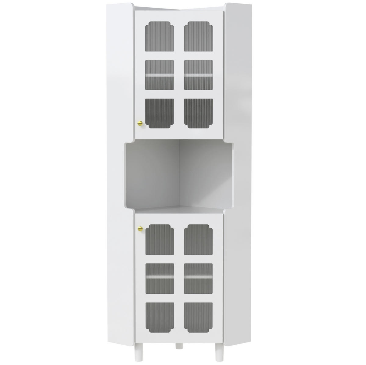 HOCHSCHRANK 63,5/63,5/157,5 cm aus MDF mit App-gesteuerter LED-Beleuchtung Weiß - Weiß, Holzwerkstoff (63.5/157.5/17cm) - Modenvie