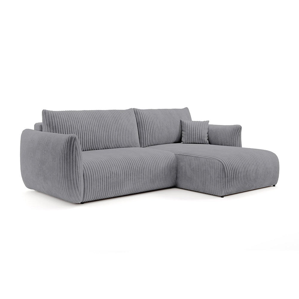 Pillovely Ecksofa Grau 257x88x177 cm