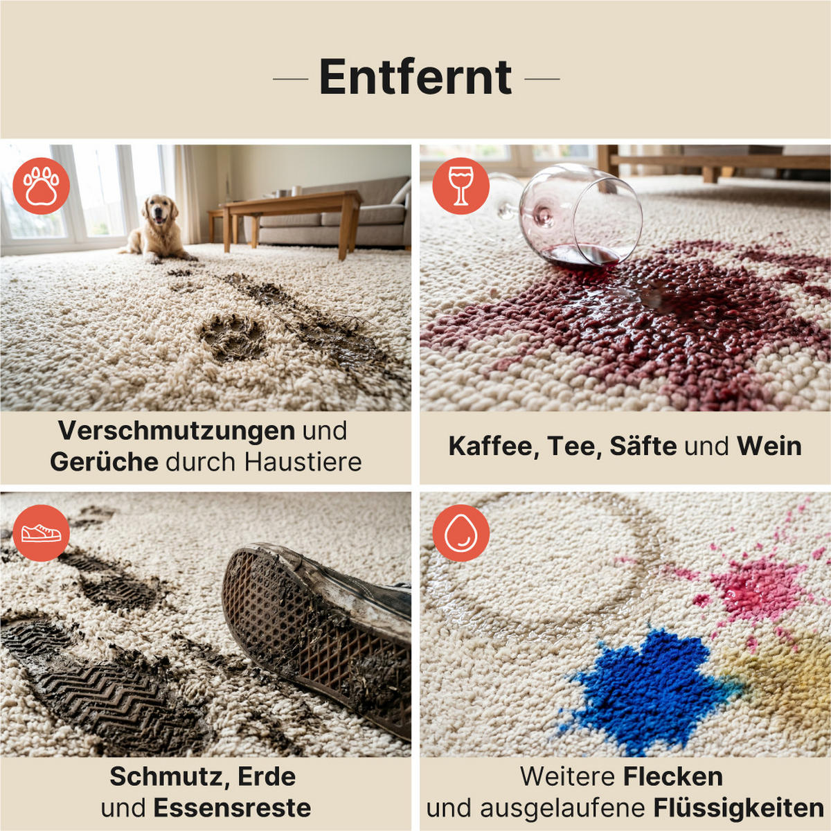 TEPPICHREINIGER 500 ml – Effektiv gegen Flecken & Gerüche - Transparent, Kunststoff (1/1cm) - Tapiso
