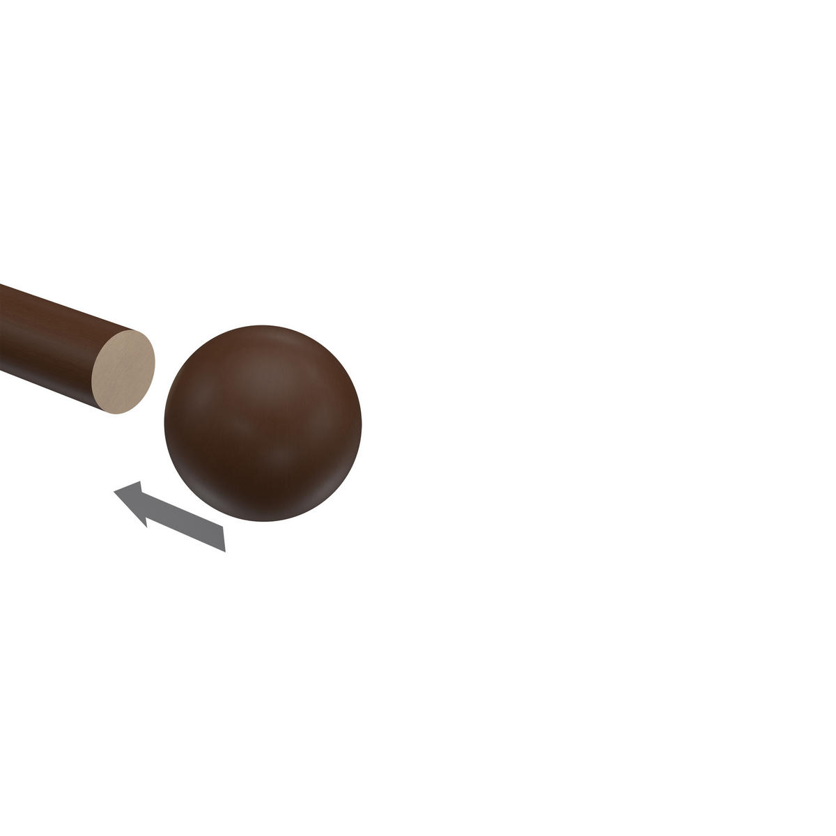 ENDSTÜCKE FÜR GARDINENSTANGEN 20 mm Ø, Luina Nussbaum, Packung 2 Stück - Nussbaumfarben, Holz (3.5/4/4cm) - INTERDECO