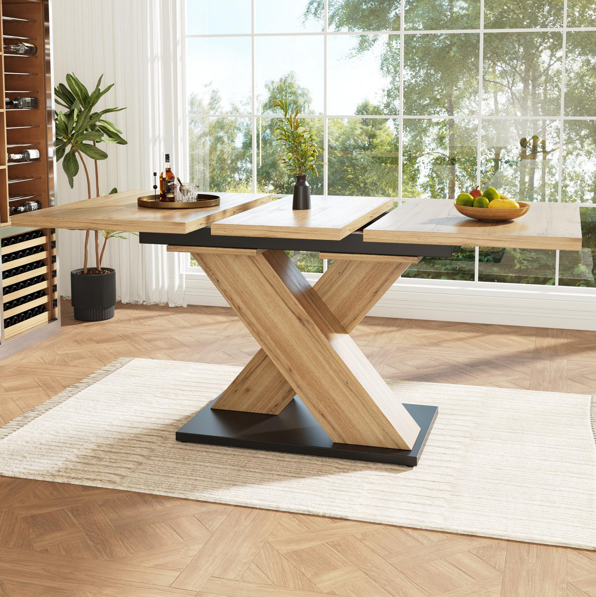 ESSTISCH, MDF mit Auszug (Teleskop), 119-158,5/80/75 cm, Naturfarben - Naturfarben, Holzwerkstoff (119/80/75cm) - Redom