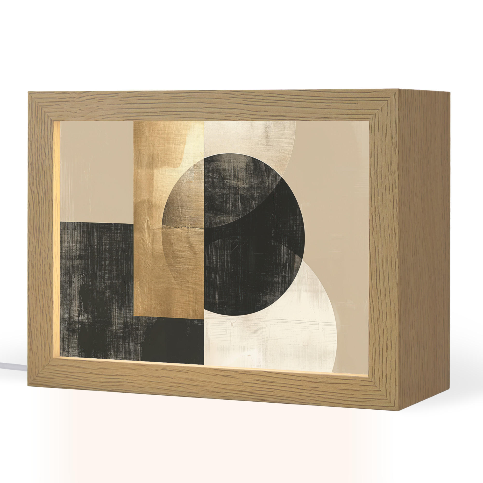 TISCHLEUCHTE Abstrakt - Modern - Schwarz - Gold 20x15 cm - Beige, Holzwerkstoff (8/20/15cm) - OnlyWow