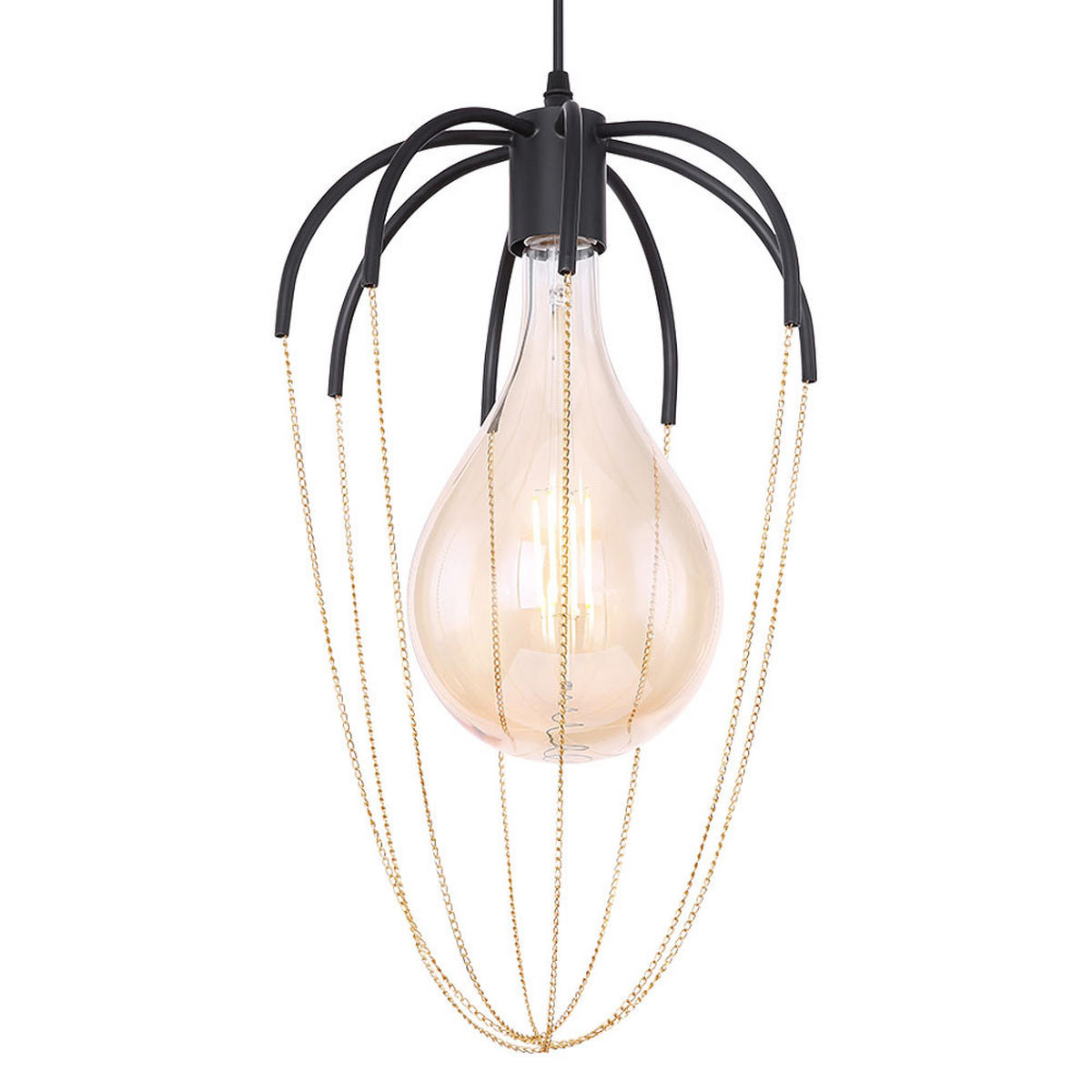 HÄNGELEUCHTE Metall Goldfarben Schwarz - Goldfarben, Metall (30/30/120cm) - Globo Lighting