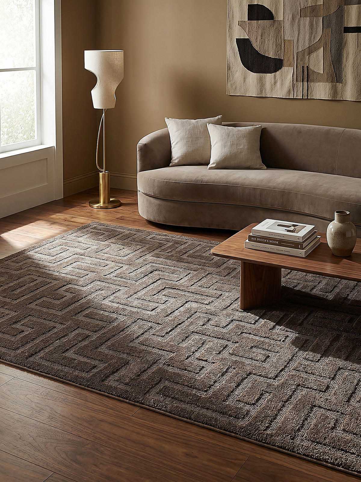 KURZFLORTEPPICH Geometrisch MUOTA Polypropylen Braun 160 x 220 cm - Braun, Textil (160/220cm) - KADIMA DESIGN