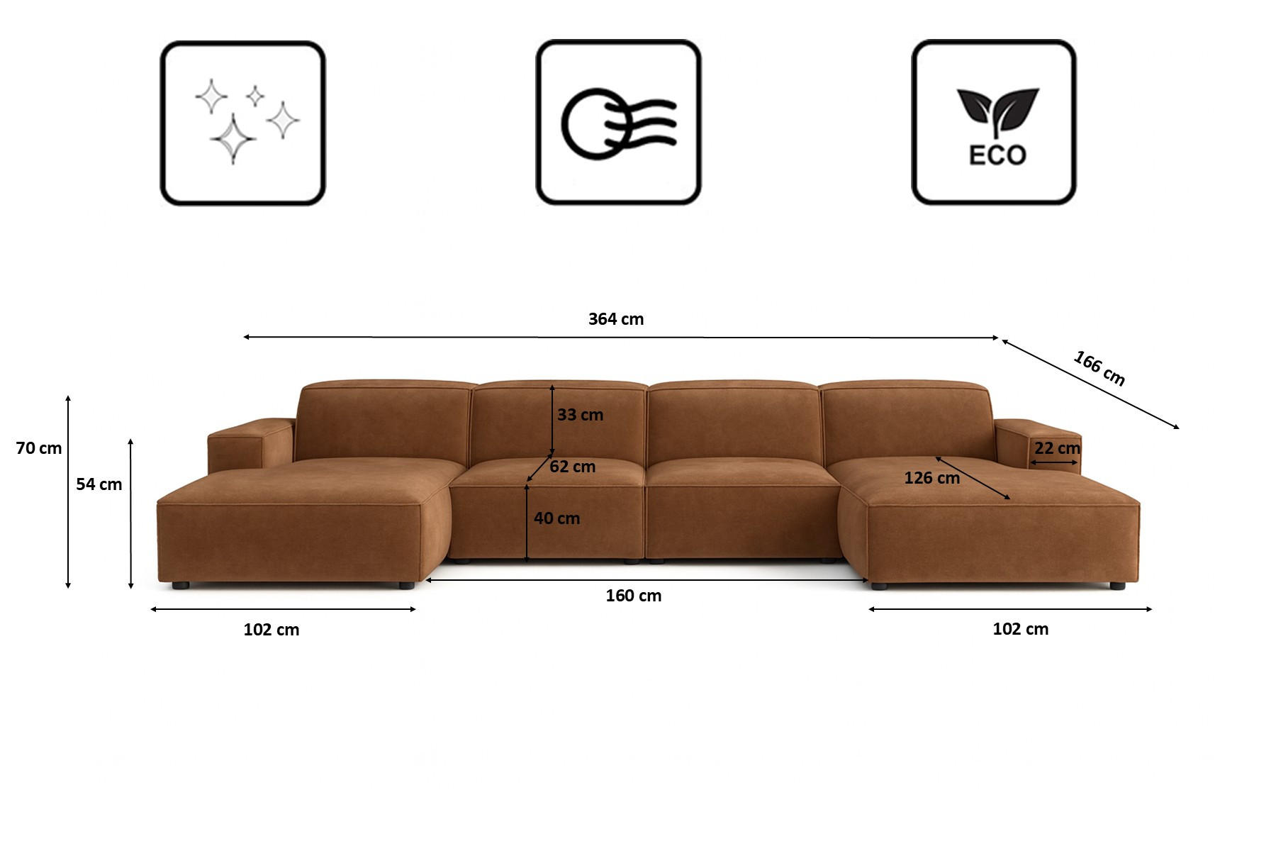 Thumbnail - Kaiser Möbel Ecksofa, Dunkelbraun, Holz, 364x166 cm, Wohnzimmer, Sofas & Couches, Wohnlandschaften, Ecksofas
