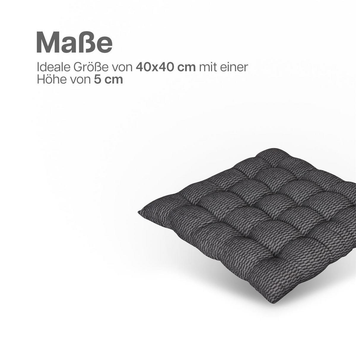 SITZKISSEN Lissabon 40x40cm Grau 1er Pack - Grau, Textil (40/40/6cm)