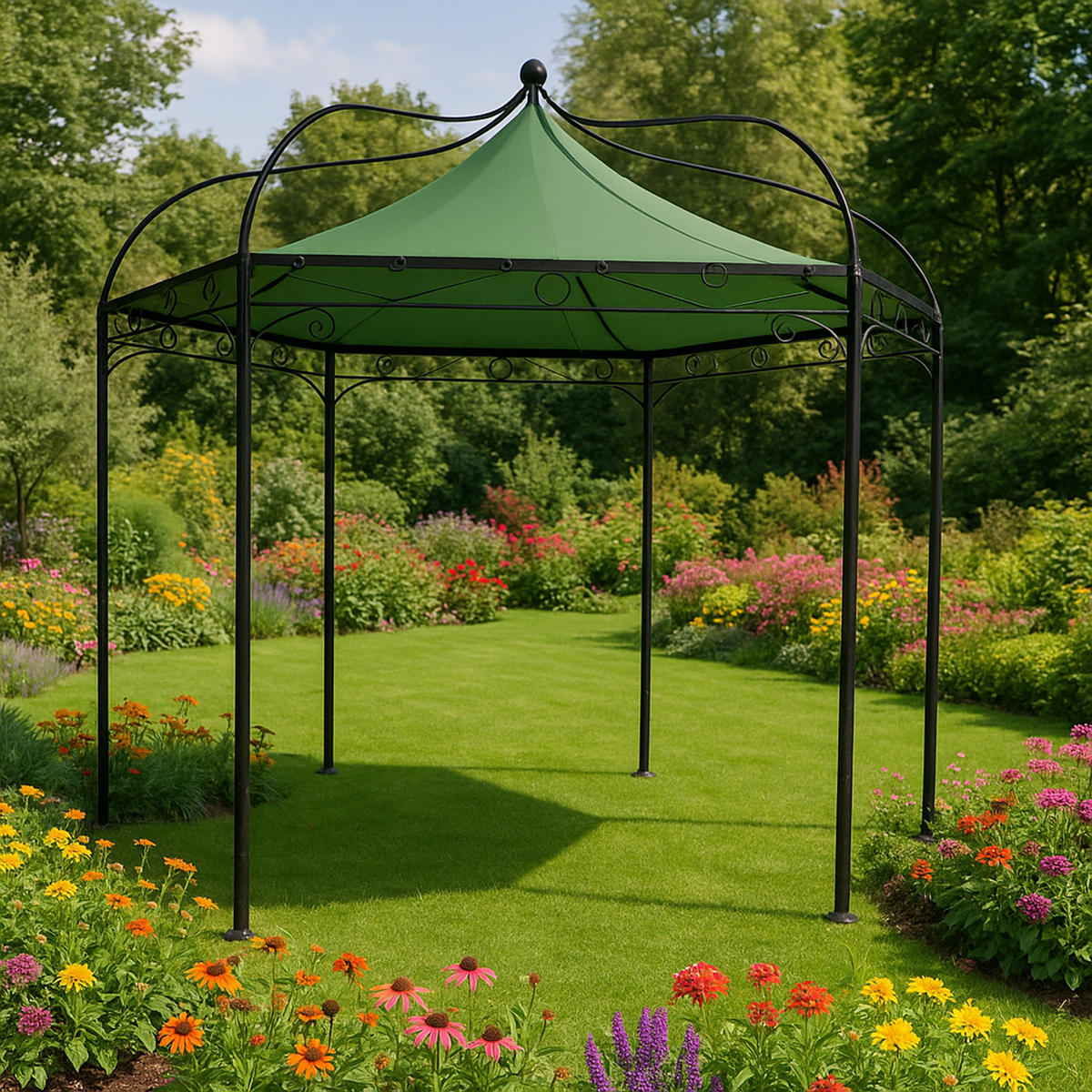 ERSATZDACH für Pavillon Mondura, Pavillondach 6-eckig, Durchmesser 300 cm, Farbe: Grün - Grün, Kunststoff (320/0.3/320cm) - TPFGarden