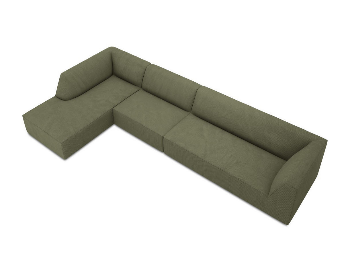 ECKSOFA links Ruby aus Cord grün 5 Sitzplätze - Grün, Textil (180/366cm) - Micadoni