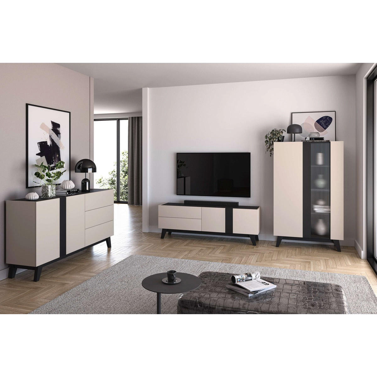 WOHNZIMMER Set 3-tlg. – Freshion – Eichefarben - Eichefarben, Holzwerkstoff (95/155/40cm) - hi-markt